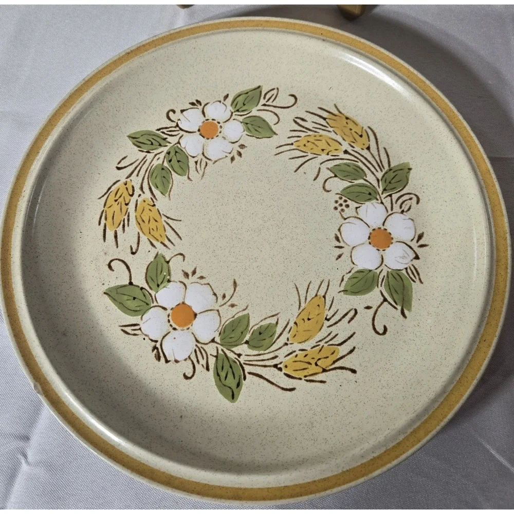 2 Hearthside Dinner Plates Garden Festival Prairie Flowers Stoneware 10.5+